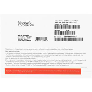 Microsoft Windows Pro 11 64Bit Eng Intl 1pk DSP OEI DVD (FQC-10528)
